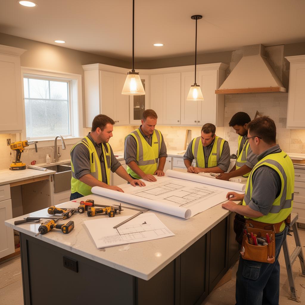 Contractor crew working on a premium home renovation project